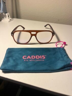 Caddis Men's Brown Aviator Glasses with Keyhole Bridge